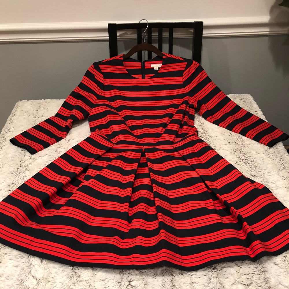 Navy blue & red long sleeve dress